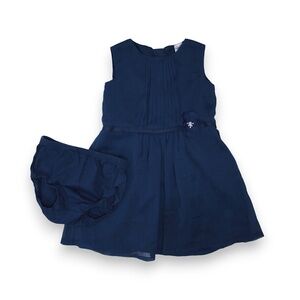 Carters Baby Infant Navy Blue Sleeveless Dress with Bloomers Size 18M